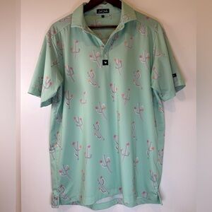 Bad Birdie Mint Cactus Polo Shirt